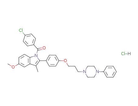 Molecular Structure of 134858-69-8 ((4-Chloro-phenyl)-(5-methoxy-3-methyl-2-{4-[3-(4-phenyl-piperazin-1-yl)-propoxy]-phenyl}-indol-1-yl)-methanone; hydrochloride)