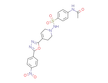 Molecular Structure of 160857-65-8 (N-[4-({4-[5-(4-nitrophenyl)-1,3,4-oxadiazol-2-yl]-3,6-dihydropyridin-1(2H)-yl}sulfamoyl)phenyl]acetamide)