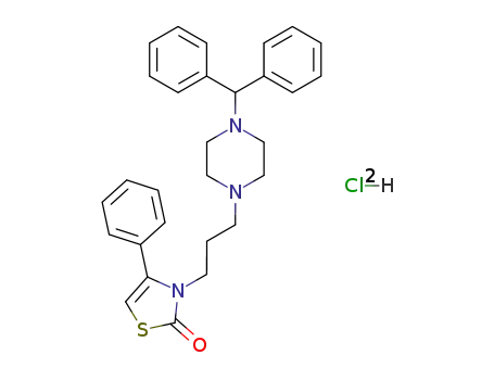Molecular Structure of 109758-41-0 (3-{3-[4-(diphenylmethyl)piperazin-1-yl]propyl}-4-phenyl-1,3-thiazol-2(3H)-one dihydrochloride)