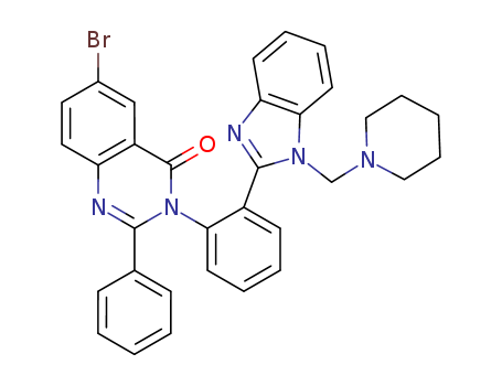 4(3H)-Quinazolinone,6-bromo-2-phenyl-3-[2-[1-(1-piperidinylmethyl)-1H-benzimidazol-2-yl]phenyl]-