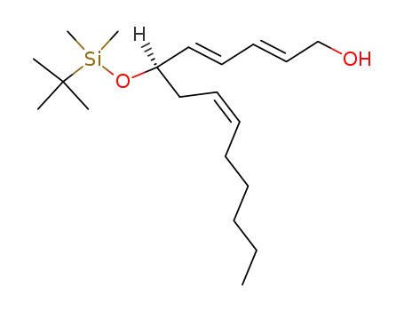 Molecular Structure of 132131-38-5 ((6R,2E,4E,8Z)-6-(tert-butyldimethylsilyloxy)tetradeca-2,4,8-trien-1-ol)