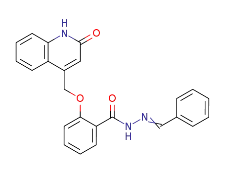 Molecular Structure of 137156-69-5 (2-(2-Oxo-1,2-dihydro-quinolin-4-ylmethoxy)-benzoic acid [1-phenyl-meth-(E)-ylidene]-hydrazide)