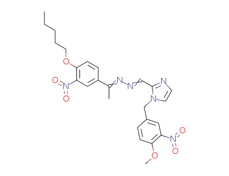 Molecular Structure of 134221-19-5 (1-(4-methoxy-3-nitrobenzyl)-2-{(E)-[(2Z)-{1-[3-nitro-4-(pentyloxy)phenyl]ethylidene}hydrazinylidene]methyl}-1H-imidazole)