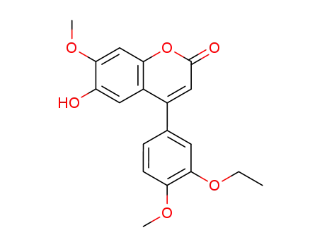 Molecular Structure of 82613-11-4 (6-Hydroxy-7-methoxy-4-(3'-ethoxy-4'-methoxyphenyl)coumarin)