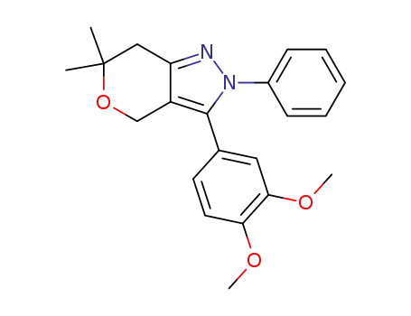 Molecular Structure of 130366-44-8 (3-(3,4-dimethoxyphenyl)-6,6-dimethyl-2-phenyl-2,4,6,7-tetrahydropyrano[4,3-c]pyrazole)