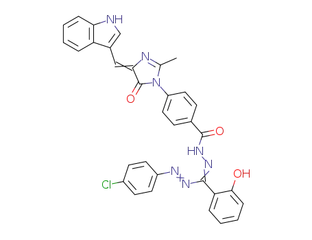 (5E)-3-[4-({(E)-[(E)-[2-(4-chlorophenyl)hydrazinyl](6-oxocyclohexa-2,4-dien-1-ylidene)methyl]diazenyl}carbonyl)phenyl]-5-(1H-indol-3-ylmethylidene)-2-methyl-3,5-dihydro-4H-imidazol-4-one