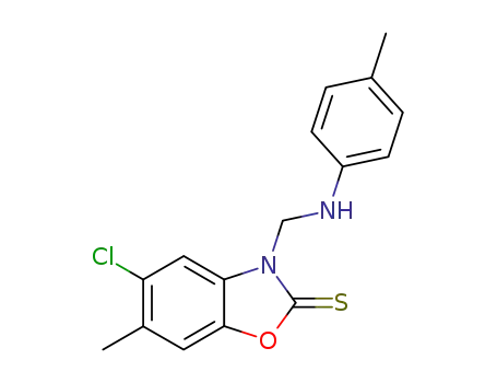 Molecular Structure of 118794-32-4 (5-Chloro-6-methyl-3-(p-tolylamino-methyl)-3H-benzooxazole-2-thione)
