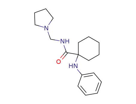 Molecular Structure of 78349-36-7 (Cyclohexanecarboxamide, 1-(phenylamino)-N-(1-pyrrolidinylmethyl)-)