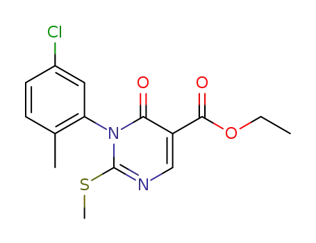 Molecular Structure of 82636-22-4 (ethyl 1-(5-chloro-2-methylphenyl)-2-(methylsulfanyl)-6-oxo-1,6-dihydropyrimidine-5-carboxylate)