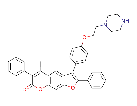 5-Methyl-2,6-diphenyl-3-[4-(2-piperazin-1-yl-ethoxy)-phenyl]-furo[3,2-g]chromen-7-one