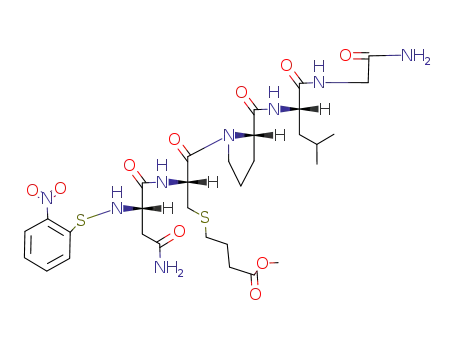 4-{(R)-3-{(S)-2-[(S)-1-(Carbamoylmethyl-carbamoyl)-3-methyl-butylcarbamoyl]-pyrrolidin-1-yl}-2-[(S)-3-carbamoyl-2-(2-nitro-phenylsulfanylamino)-propionylamino]-3-oxo-propylsulfanyl}-butyric acid methyl ester