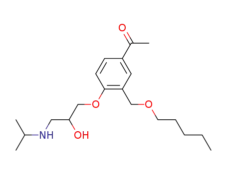 Molecular Structure of 104450-14-8 (1-(4-(2-Hydroxy-3-((1-methylethyl)amino)propoxy)-3-(pentyloxymethyl)ph enyl)ethanone)