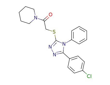 Molecular Structure of 93300-35-7 (Piperidine,
1-[[[5-(4-chlorophenyl)-4-phenyl-4H-1,2,4-triazol-3-yl]thio]acetyl]-)