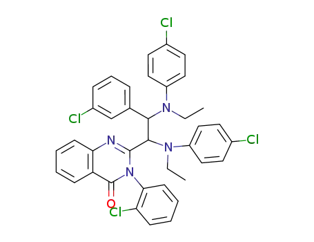 Molecular Structure of 94528-56-0 (3-(2-Chloro-phenyl)-2-{2-(3-chloro-phenyl)-1,2-bis-[(4-chloro-phenyl)-ethyl-amino]-ethyl}-3H-quinazolin-4-one)