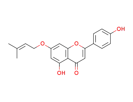 Molecular Structure of 68097-12-1 (4H-1-Benzopyran-4-one,
5-hydroxy-2-(4-hydroxyphenyl)-7-[(3-methyl-2-butenyl)oxy]-)