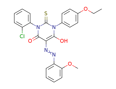 4,6(1H,5H)-Pyrimidinedione,1-(2-chlorophenyl)-3-(4-ethoxyphenyl)dihydro-5-[2-(2-methoxyphenyl)diazenyl]-2-thioxo- cas  76153-47-4