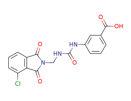 Molecular Structure of 91626-76-5 (Benzoic acid,
3-[[[[(4-chloro-1,3-dihydro-1,3-dioxo-2H-isoindol-2-yl)methyl]amino]carb
onyl]amino]-)