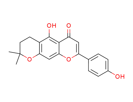 Molecular Structure of 76288-44-3 (5-Hydroxy-2-(4-hydroxy-phenyl)-8,8-dimethyl-7,8-dihydro-6H-pyrano[3,2-g]chromen-4-one)