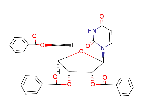 Molecular Structure of 76778-01-3 (1-(2,3,5-Tri-O-benzoyl-6-deoxy-β-D-allofuranosyl)uracil)