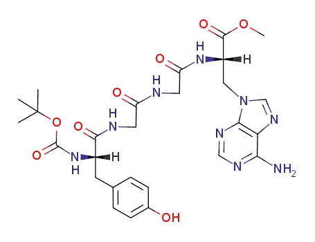 Molecular Structure of 113845-48-0 (N-Boc-L-tyrosyl-glycyl-glycyl-L-β-(adeninyl-N<sup>9</sup>)-α-alanine methyl ester)