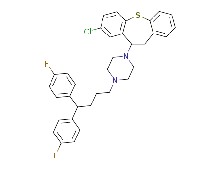 Molecular Structure of 77603-03-3 (2-chloro-11-<4-(4,4-bis<4-fluorophenyl>butyl)piperazino>-10,11-dihydrodibenzo<b,f>thiepin)