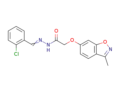 Molecular Structure of 158194-53-7 ((3-Methyl-benzo[d]isoxazol-6-yloxy)-acetic acid [1-(2-chloro-phenyl)-meth-(E)-ylidene]-hydrazide)