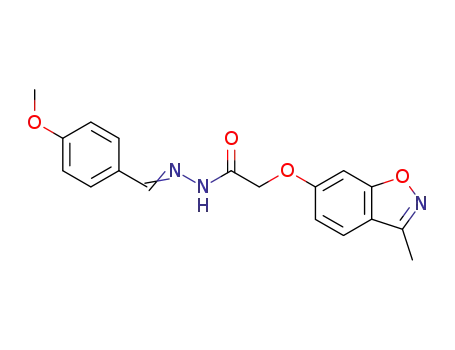 Molecular Structure of 158194-56-0 ((3-Methyl-benzo[d]isoxazol-6-yloxy)-acetic acid [1-(4-methoxy-phenyl)-meth-(E)-ylidene]-hydrazide)