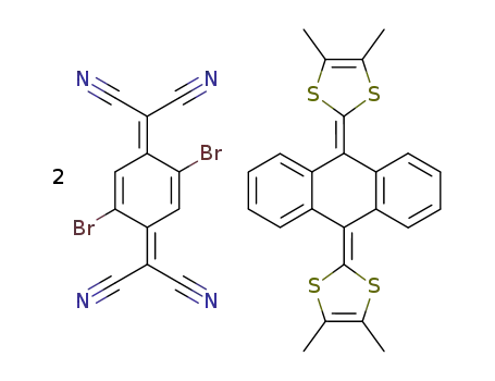 9,10-Bis(4,5-dimethyl-1,3-dithiol-2-ylidene)-9,10-dihydroanthracene - 2,5-Dibromo-7,7,8,8-tetracycno-p-quinodimethane complex