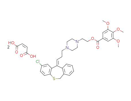 Molecular Structure of 93909-29-6 (Benzoic acid, 3,4,5-trimethoxy-, 2-(4-(3-(2-chlorodibenzo(b,e)thiepin-11(6H)-ylidene)propyl)-1-piperazinyl)ethyl ester, (E)-, (Z)-2-butenedioate (1:2))