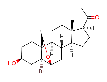 Molecular Structure of 5563-20-2 ((3beta,5alpha,6beta,10alpha)-5-bromo-3-hydroxy-6,19-epoxypregnan-20-one)
