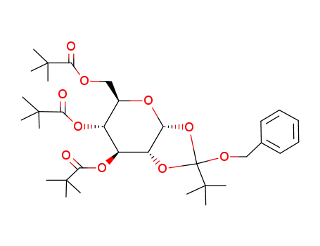 Molecular Structure of 81058-29-9 (1,2-O-(1-Benzyloxyneopentyliden)-3,4,6-tri-O-pivaloyl-α-D-glucopyranose)