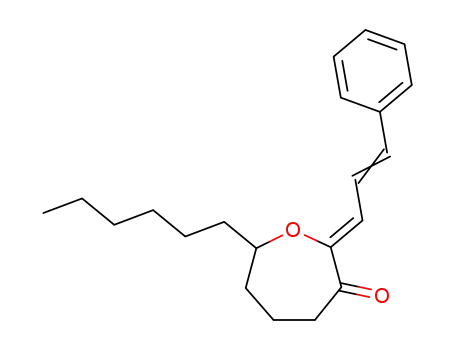 Molecular Structure of 128372-45-2 (7-hexyl-2-(3-phenylpropenylidene)oxepane-3-one)