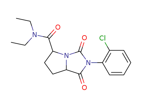 Molecular Structure of 90513-90-9 (1H-Pyrrolo[1,2-c]imidazole-5-carboxamide,
2-(2-chlorophenyl)-N,N-diethylhexahydro-1,3-dioxo-)
