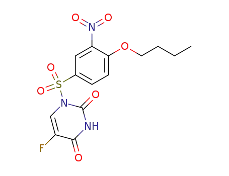 Molecular Structure of 128887-36-5 (1-(4-butoxy-3-nitro-phenyl)sulfonyl-5-fluoro-pyrimidine-2,4-dione)
