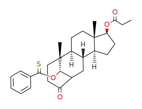 Molecular Structure of 133123-14-5 ((5S)-17β-propionyloxy-5-thiobenzoyloxy-3,6-cyclo-4-nor-3,5-seco-6β-androstan-3-one)