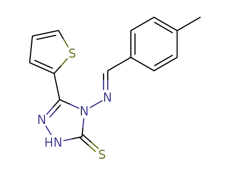 Molecular Structure of 474974-63-5 (5-Thiophen-2-yl-4-{[1-p-tolyl-meth-(E)-ylidene]-amino}-2,4-dihydro-[1,2,4]triazole-3-thione)