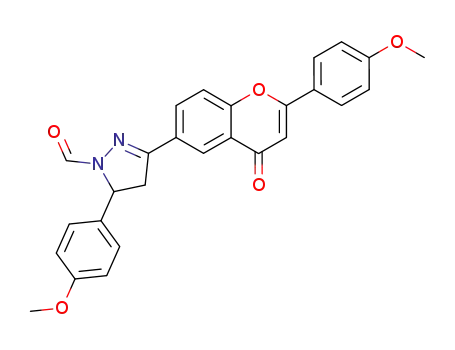 Molecular Structure of 154185-81-6 (5-(4-methoxyphenyl)-3-[2-(4-methoxyphenyl)-4-oxo-4H-chromen-6-yl]-4,5-dihydro-1H-pyrazole-1-carbaldehyde)