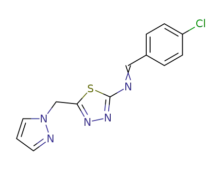 Molecular Structure of 302561-21-3 ([1-(4-Chloro-phenyl)-meth-(E)-ylidene]-(5-pyrazol-1-ylmethyl-[1,3,4]thiadiazol-2-yl)-amine)