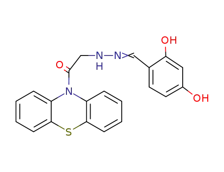 Molecular Structure of 54012-82-7 ((4Z)-3-hydroxy-4-({2-[2-oxo-2-(10H-phenothiazin-10-yl)ethyl]hydrazino}methylidene)cyclohexa-2,5-dien-1-one)