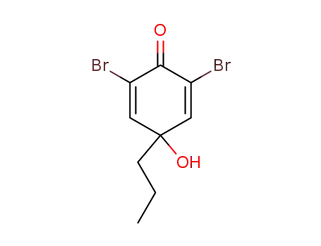 Molecular Structure of 61305-74-6 (2,5-Cyclohexadien-1-one, 2,6-dibromo-4-hydroxy-4-propyl-)