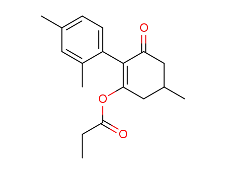 Molecular Structure of 68428-70-6 (Propionic acid 2-(2,4-dimethyl-phenyl)-5-methyl-3-oxo-cyclohex-1-enyl ester)