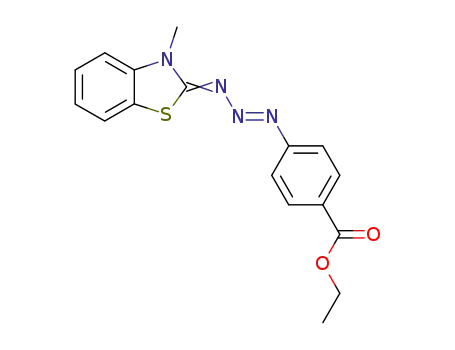 Molecular Structure of 58364-67-3 (4-[(<i>E</i>)-3-((Ξ)-3-methyl-3<i>H</i>-benzothiazol-2-ylidene)-triaz-1-enyl]-benzoic acid ethyl ester)