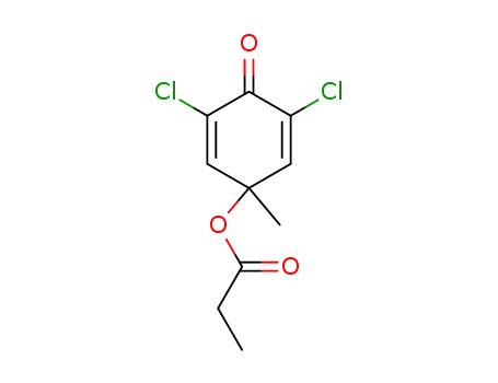 Molecular Structure of 61305-93-9 (2,5-Cyclohexadien-1-one, 2,6-dichloro-4-methyl-4-(1-oxopropoxy)-)