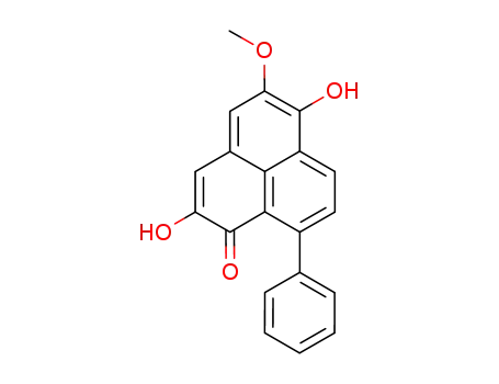 Molecular Structure of 22138-90-5 (2,6-Dihydroxy-5-methoxy-9-phenyl-1H-phenalen-1-one)