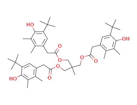 Molecular Structure of 56823-85-9 ((5-tert-Butyl-4-hydroxy-2,3-dimethyl-phenyl)-acetic acid 3-[2-(5-tert-butyl-4-hydroxy-2,3-dimethyl-phenyl)-acetoxy]-2-[2-(5-tert-butyl-4-hydroxy-2,3-dimethyl-phenyl)-acetoxymethyl]-2-methyl-propyl ester)