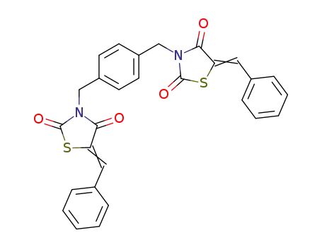 Molecular Structure of 63943-69-1 (2,4-Thiazolidinedione,
3,3'-[1,4-phenylenebis(methylene)]bis[5-(phenylmethylene)-)