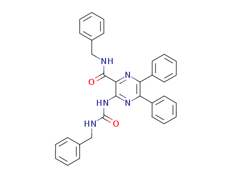2-Pyrazinecarboxamide,5,6-diphenyl-N-(phenylmethyl)-3-[[[(phenylmethyl)amino]carbonyl]amino]- cas  7509-58-2
