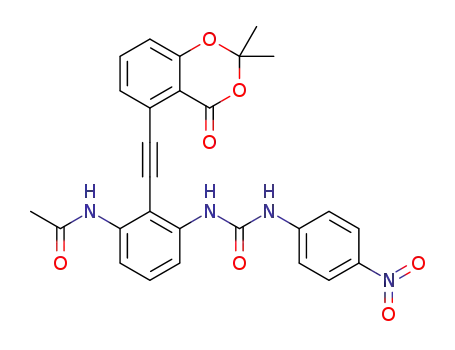 N-(2-((2,2-dimethyl-4-oxo-4H-benzo[d][1,3]dioxin-5-yl)ethynyl)-3-(3-(4-nitrophenyl)ureido)phenyl)acetamide