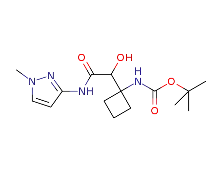 Molecular Structure of 1232365-56-8 ({1-[hydroxy-(1-methyl-1H-pyrazol-3-ylcarbamoyl)methyl]cyclobutyl}carbamic acid tert-butyl ester)