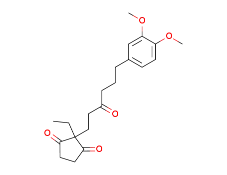 Molecular Structure of 4244-03-5 (2-[6-(3,4-Dimethoxy-phenyl)-3-oxo-hexyl]-2-ethyl-cyclopentane-1,3-dione)